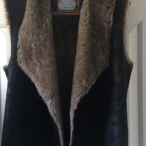 Suede and Faux Fear Velvet Vest